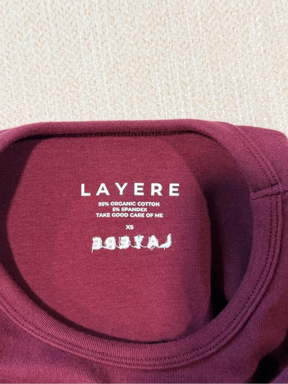 LAYERE Organic Cotton Full length Long Sleeve Top Cherry Red Brandnew - Picture 9 of 13